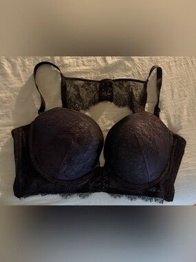 Victoria's Secret Black Lace Longline Push-Up Bra